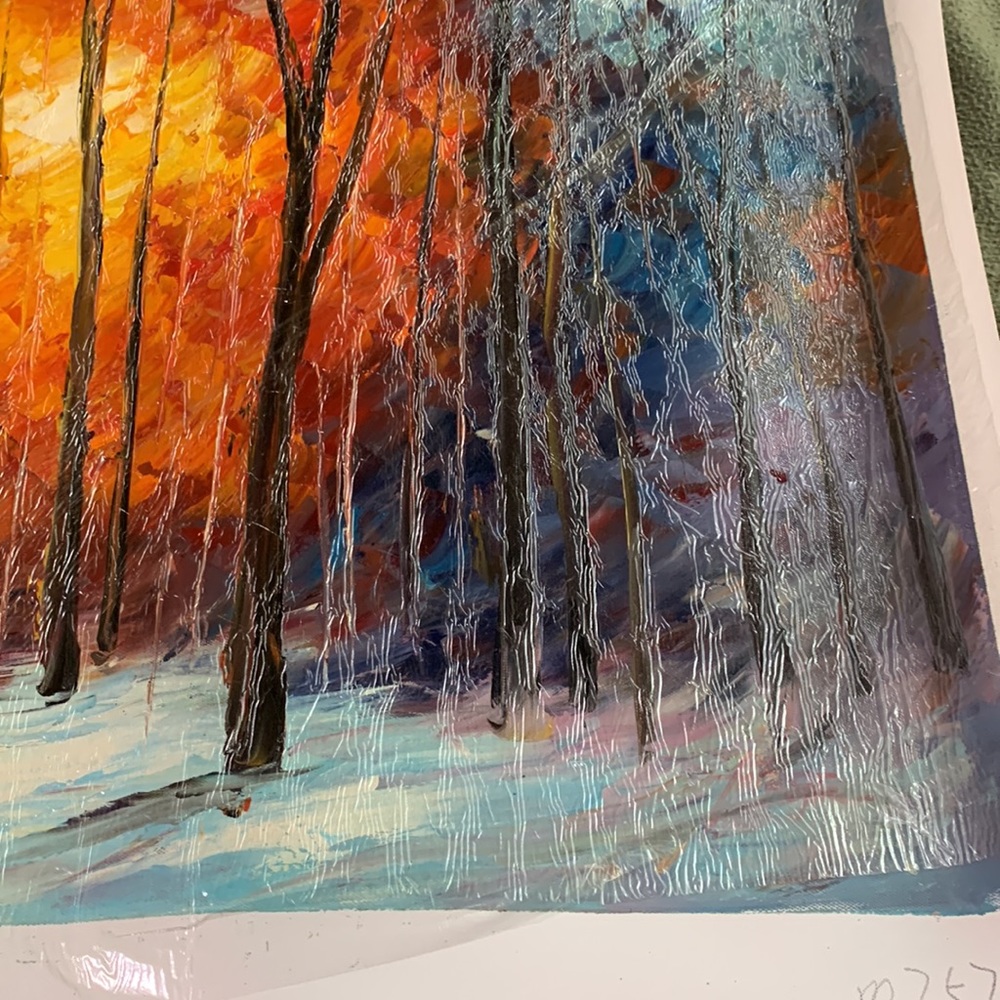 Vibrant fall landscape oil painting. Painting 24.5 x 20.5. Canvas 27.5 x 23.5 - Picture 5 of 5